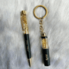 Personalized Name Printed Pen & Keychain Gift Set | Gold Flakes Pen Combo | Premium Black & Golden Design