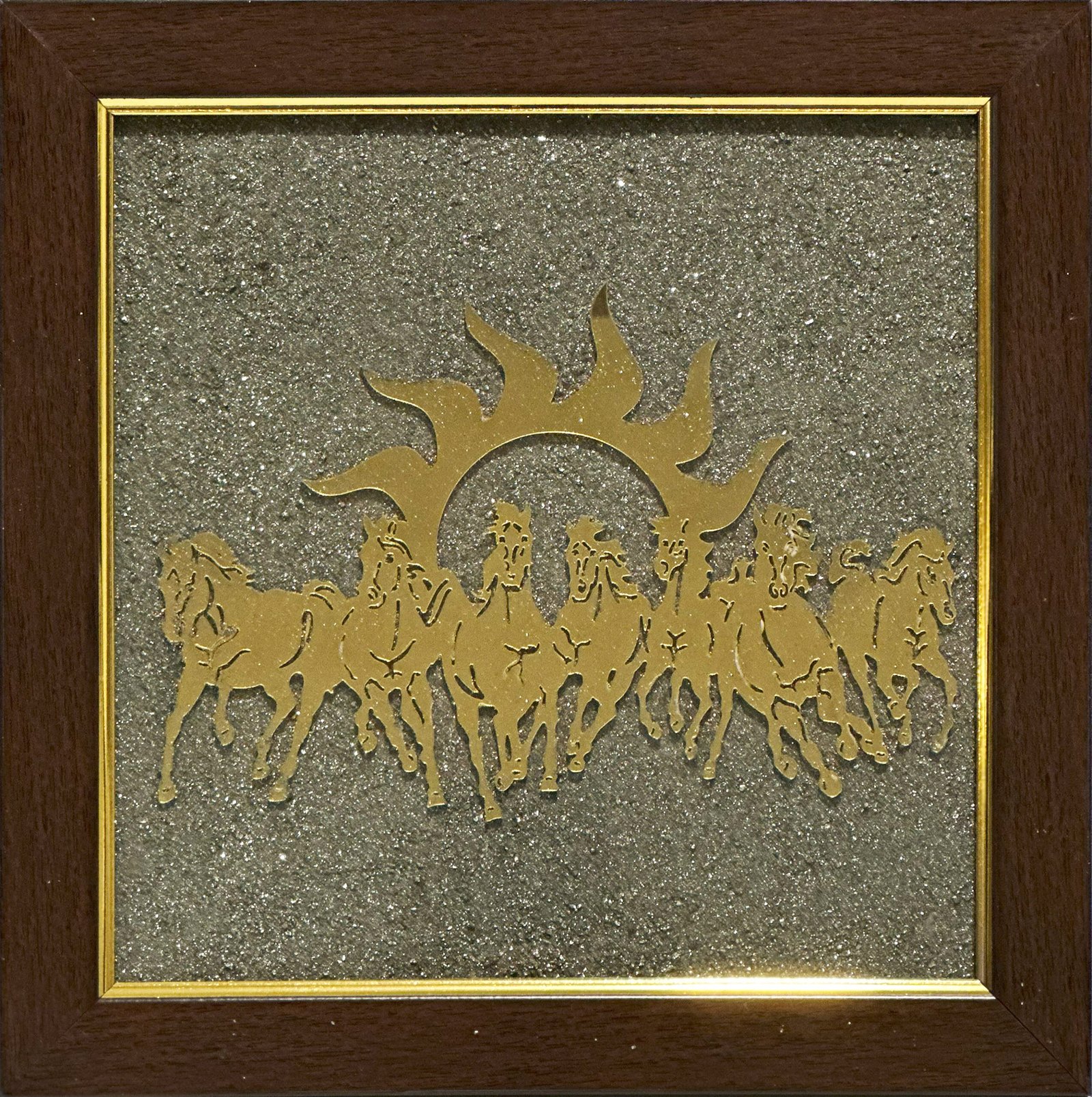 7 Horses on Raw Pyrite Frame