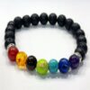 Ornaous Beaded Stretch Bracelets, Black Lava Rock and White How lite Oil Diffuser Bracelets for Mens/Women