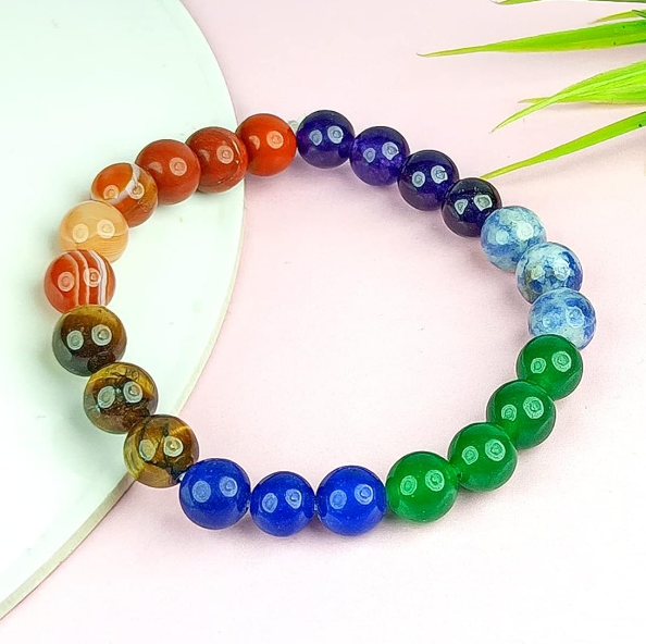Reiki Crystal Products 7 Chakra Tumble Kit with 7 Chakra Bracelet Original